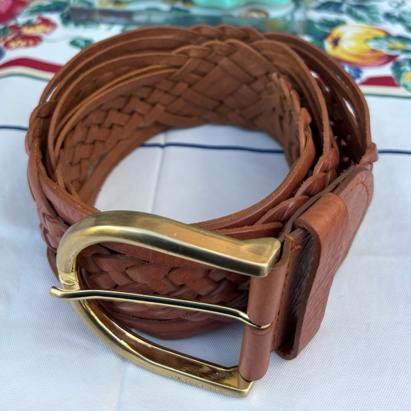 MICHAEL KORS Women’s Brown Braided Brown Leather Belt Gold Buckle Sz S - 34-35" - Picture 7 of 7